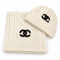 Chanel Style Rib-Knit Scarf and Beanie Set