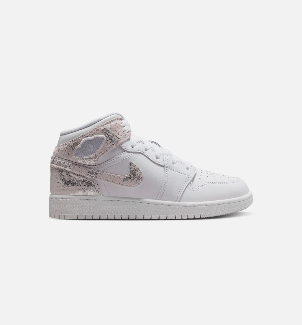 Air Jordan 1 Mid SE Grade School – White/Field Silver