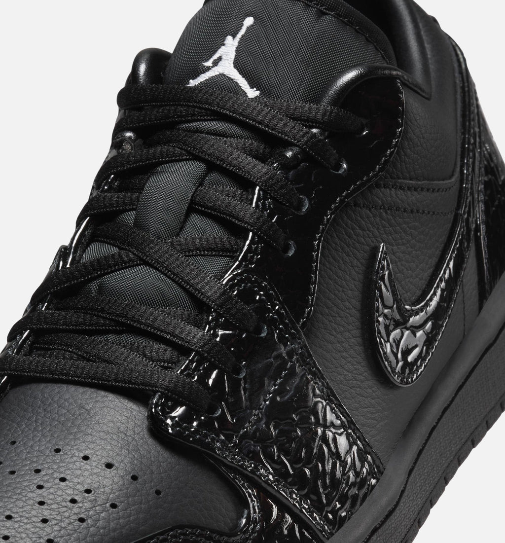 Air Jordan 1 Low "Patent Elephant" Women's Lifestyle Shoes - Black / White / Metallic Silver