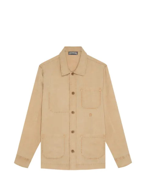 Vilebrequin Corentin embroidered-turtle linen overshirt