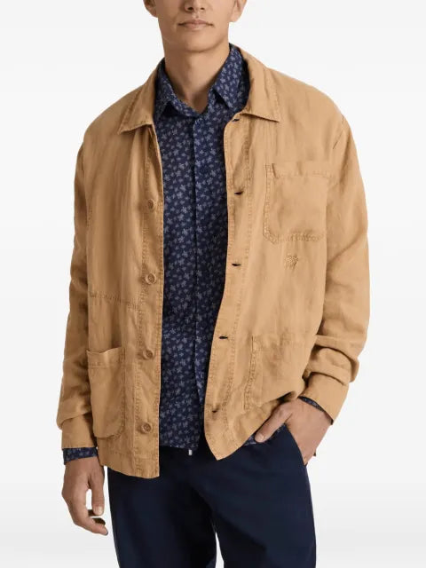Vilebrequin Corentin embroidered-turtle linen overshirt