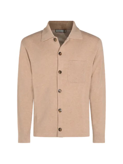 Canali spread-collar chest-pocket cardigan
