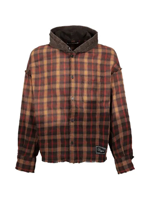WIZZARD check-pattern hooded shirt jacket