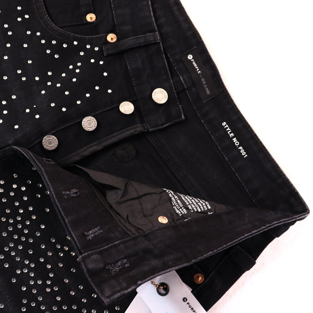 PURPLE Rhinestone Bow Cross Denim Shorts