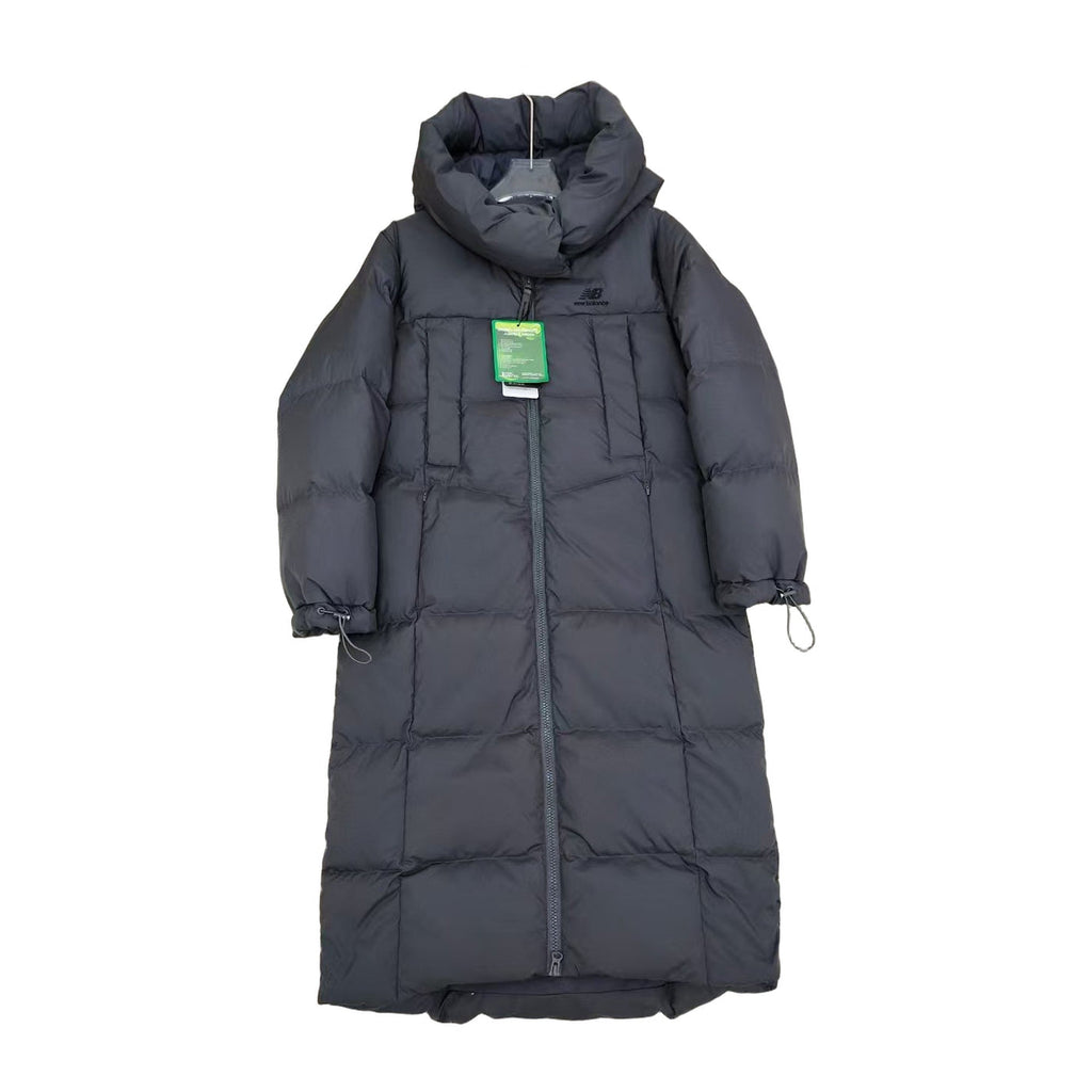 New Balance Hooded Long Puffer Coat | Black | Premium Insulation