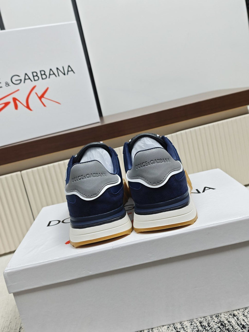 Dolce & Gabbana Navy Lace-Up Sneakers