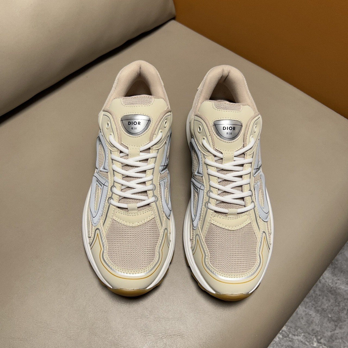 Dior B30 Cream and Gray Sneakers