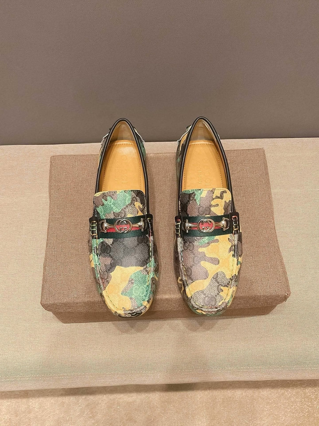 Gucci Patterned Metal-Accent Loafers