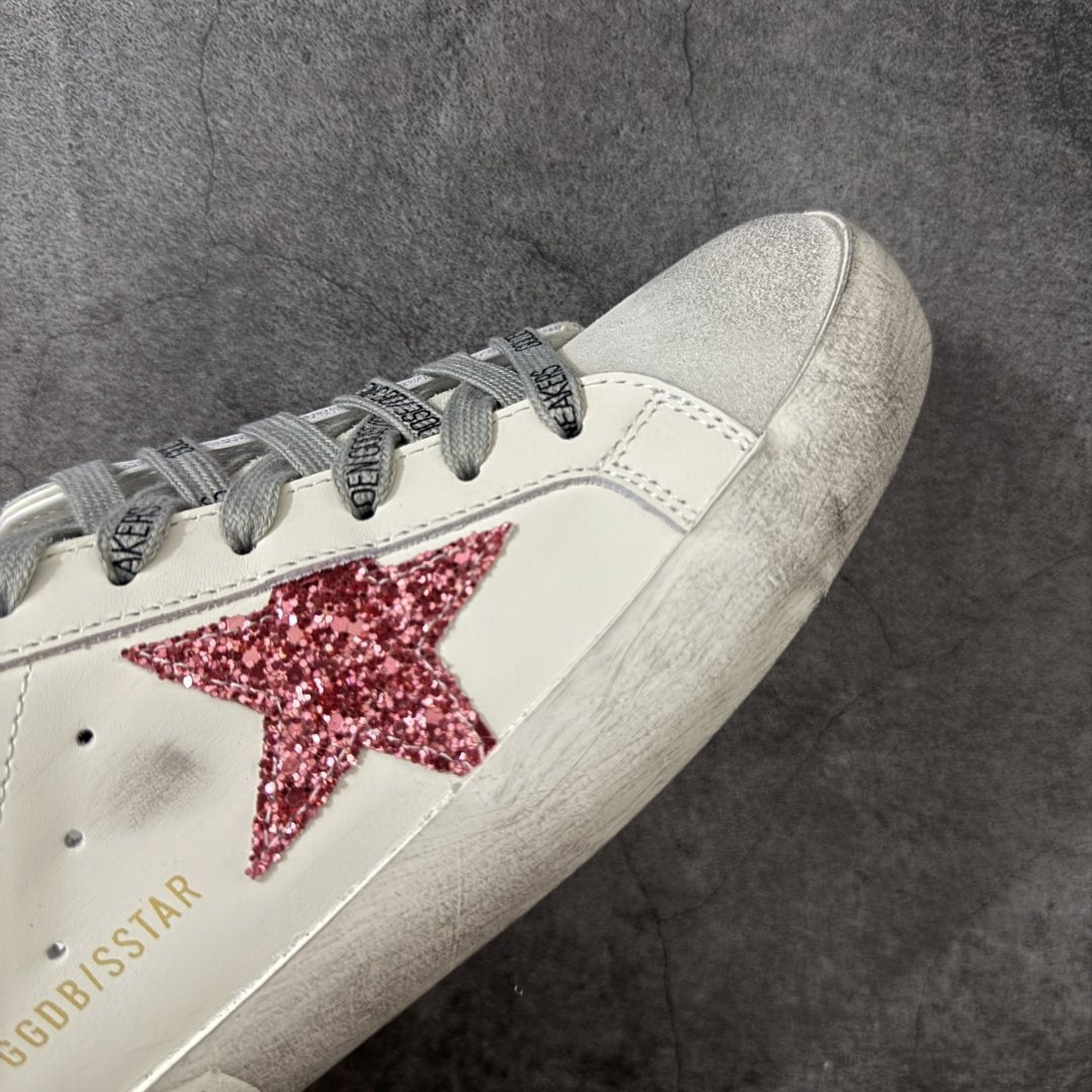 Golden Goose Pink Glitter Star Low-Top Sneakers