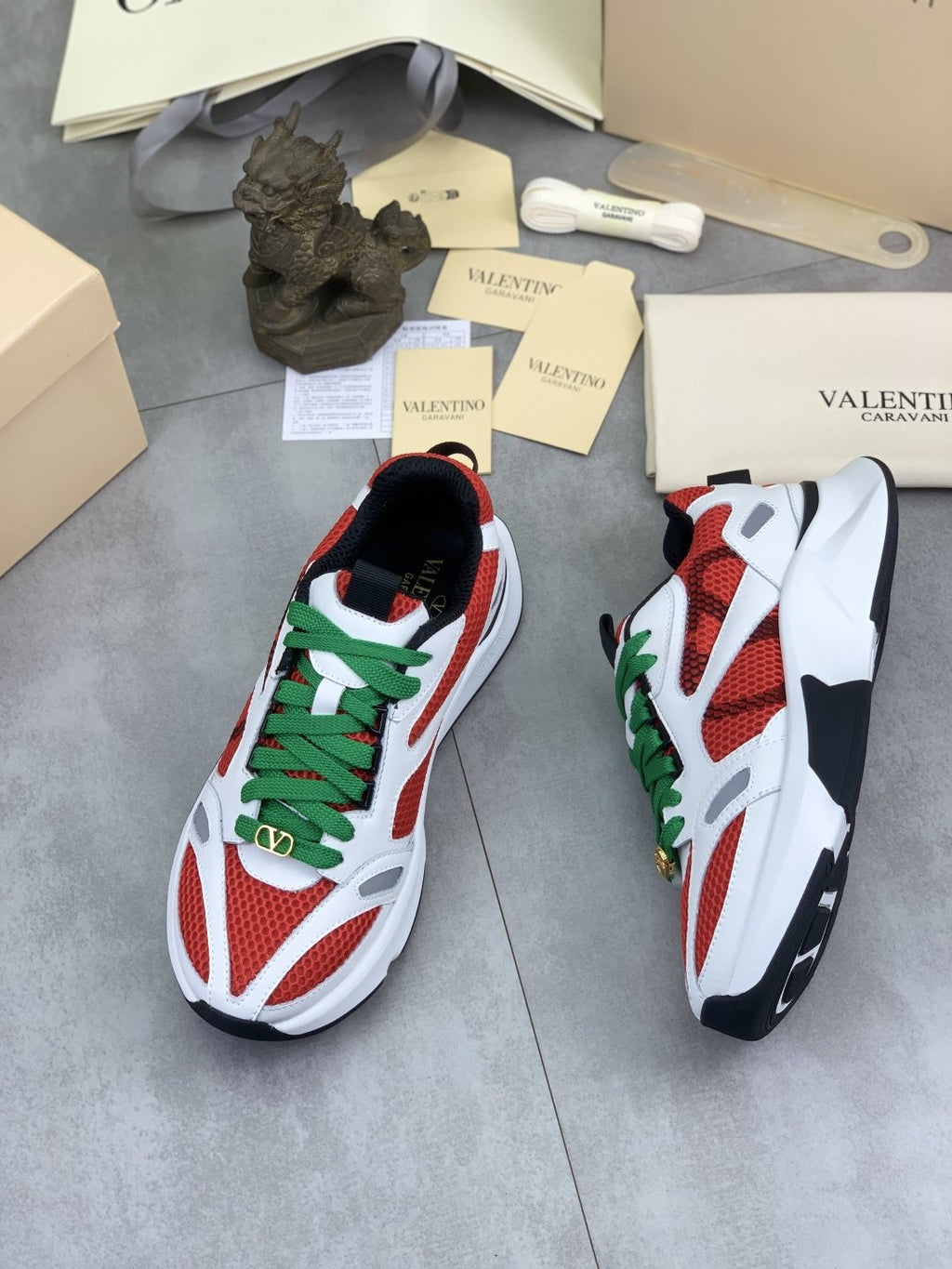 Valentino Men's Color-Block Mesh Sneakers - White, Red, Green & Black