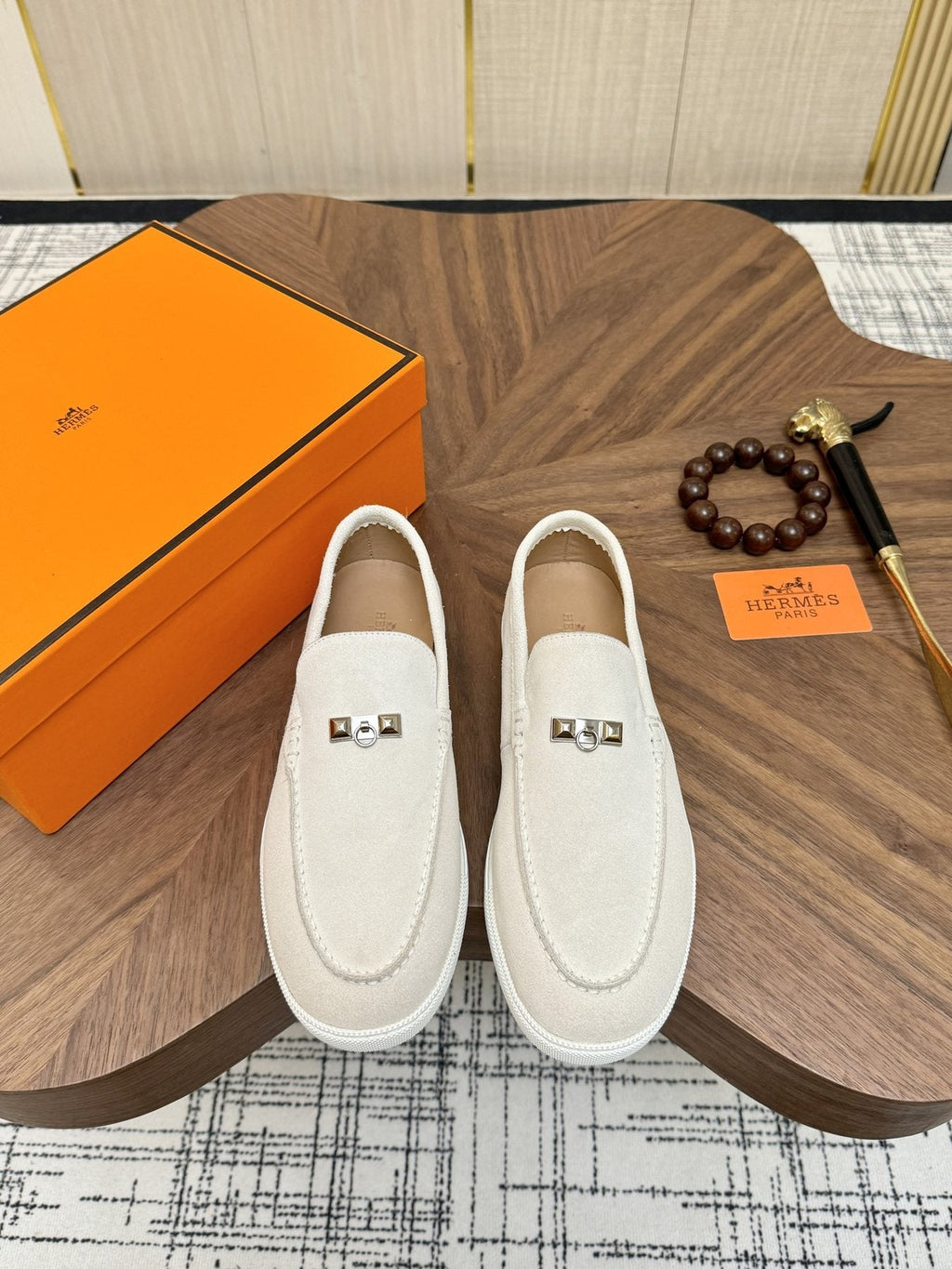 Hermès Navy Slip-On Sneakers