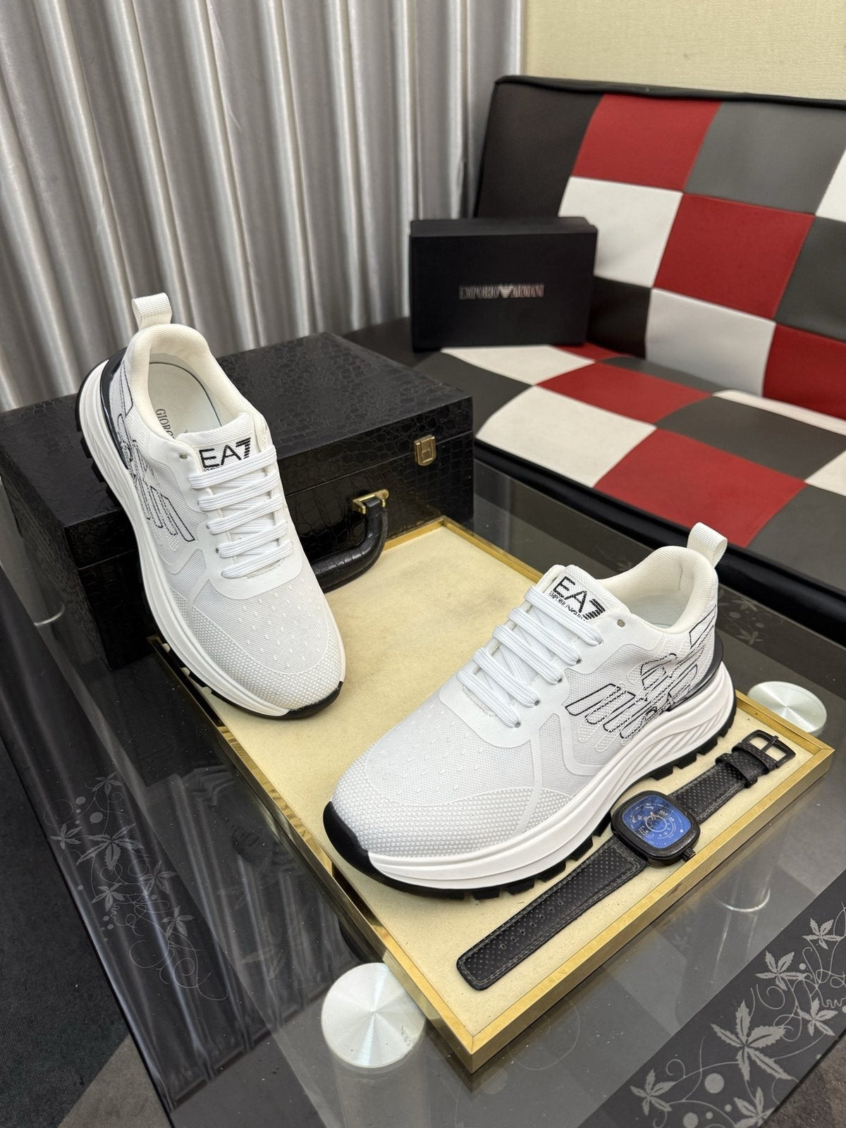 Emporio Armani White Low-Top Sneakers