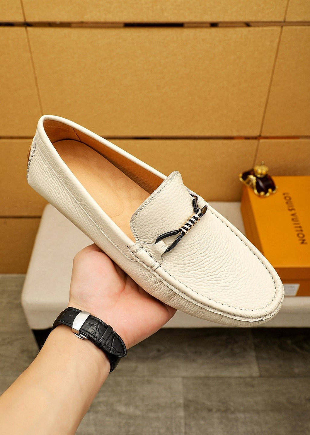 Louis Vuitton Pebble-Grain Bit Loafers
