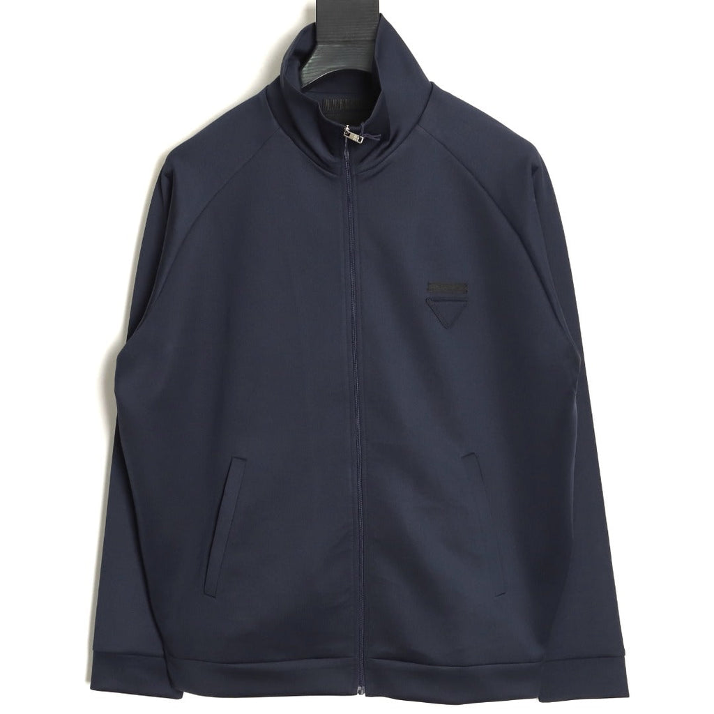 Prada Triangle-Label Detail Stand-Collar Zip Jacket - Navy