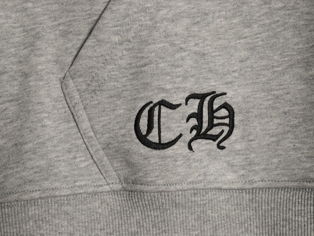 Chrome Hearts Horseshoe and Gothic-Lettering Zip Hoodie - Light Gray